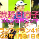渋野日向子 女子ゴルフ世界ランキング 4ランクダウン41位(2022年1月31日付け)