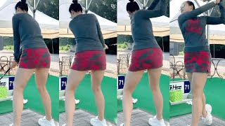 【🇰🇷女子ゴルフ】KLPGA美女ゴルファーのもの凄いスイングスピード💕後ろからのフォームも美しい😍【韓国人女子プロゴルファー@nojuyoung_】
