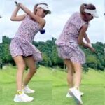 【🇯🇵女子ゴルフ】ひらひらスカートがなびくほどのパワフルなゴルフスイング😍美しいスイングフォームはお手本になります💕【日本人女子ゴルファー@mai.golf】