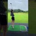 人気ゴルフ女子岩崎静羅さんのユーティリティ練習オークビレッジ2022年7月