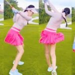 【🇰🇷女子ゴルフ】ピンクのウェアがよく似合う💕KLPGAプロハウンジ美女ゴルファーの豪快なスイング😍じっくり見ましょう😆【韓国人女子プロゴルファー@her8105】Vol5