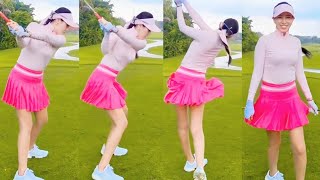 【🇰🇷女子ゴルフ】ピンクのウェアがよく似合う💕KLPGAプロハウンジ美女ゴルファーの豪快なスイング😍じっくり見ましょう😆【韓国人女子プロゴルファー@her8105】Vol5