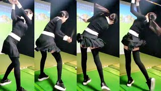 【🇰🇷女子ゴルフ】ひらひらスカートがよく似合うKLPGAプロハウンジの素晴らしいスイング😍スローモーションでじっくり見て練習しましょう💕【韓国人女子プロゴルファー@her8105】Vol6