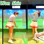 Hye Won Shin  シン・ヘウォン 韓国の女子ゴルフ スローモーションスイング!!!